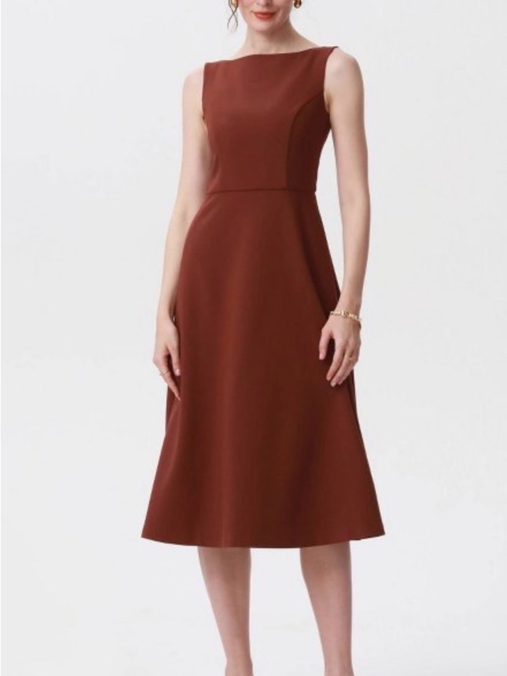 a new day Brown Sleeveless Tailored Midi Dress